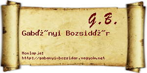 Gabányi Bozsidár névjegykártya